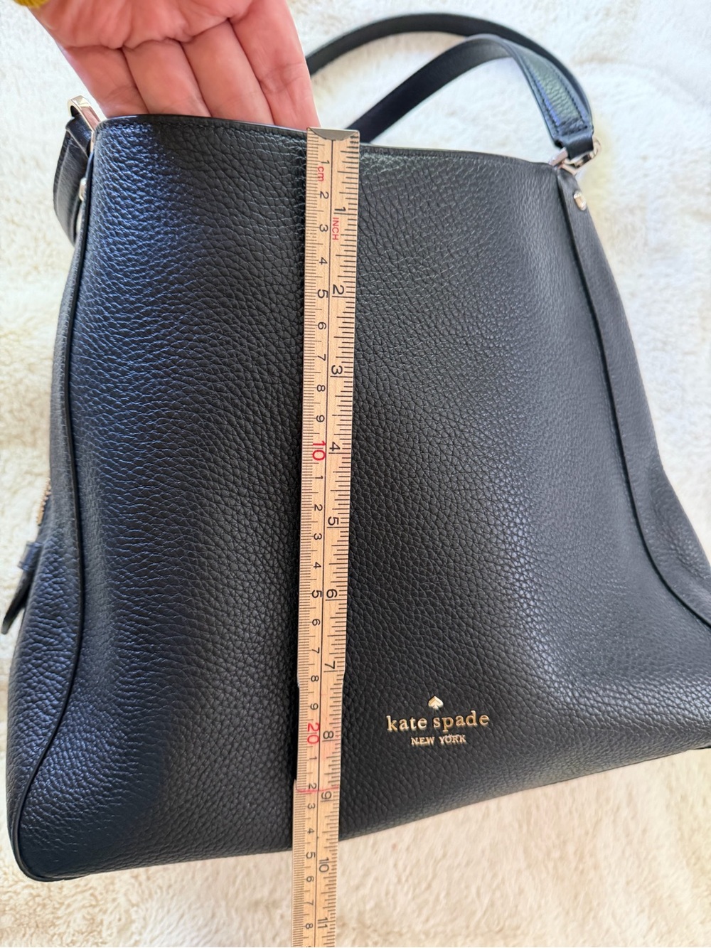 Kate Spade Black Pebbled Leather Shoulder Tote Bag Large EUC - Picture 13 of 13